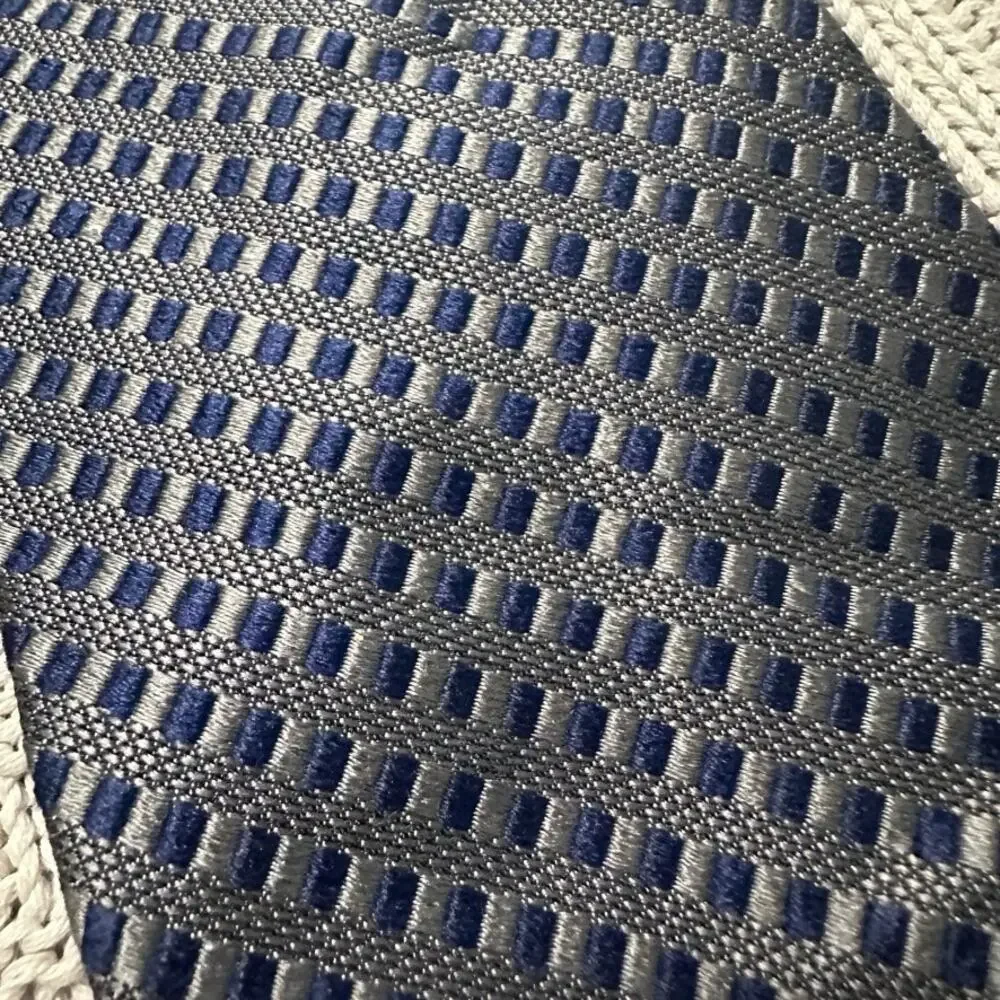 Faconnable navy and silver woven basketweave silk tie - Picture 2 of 5